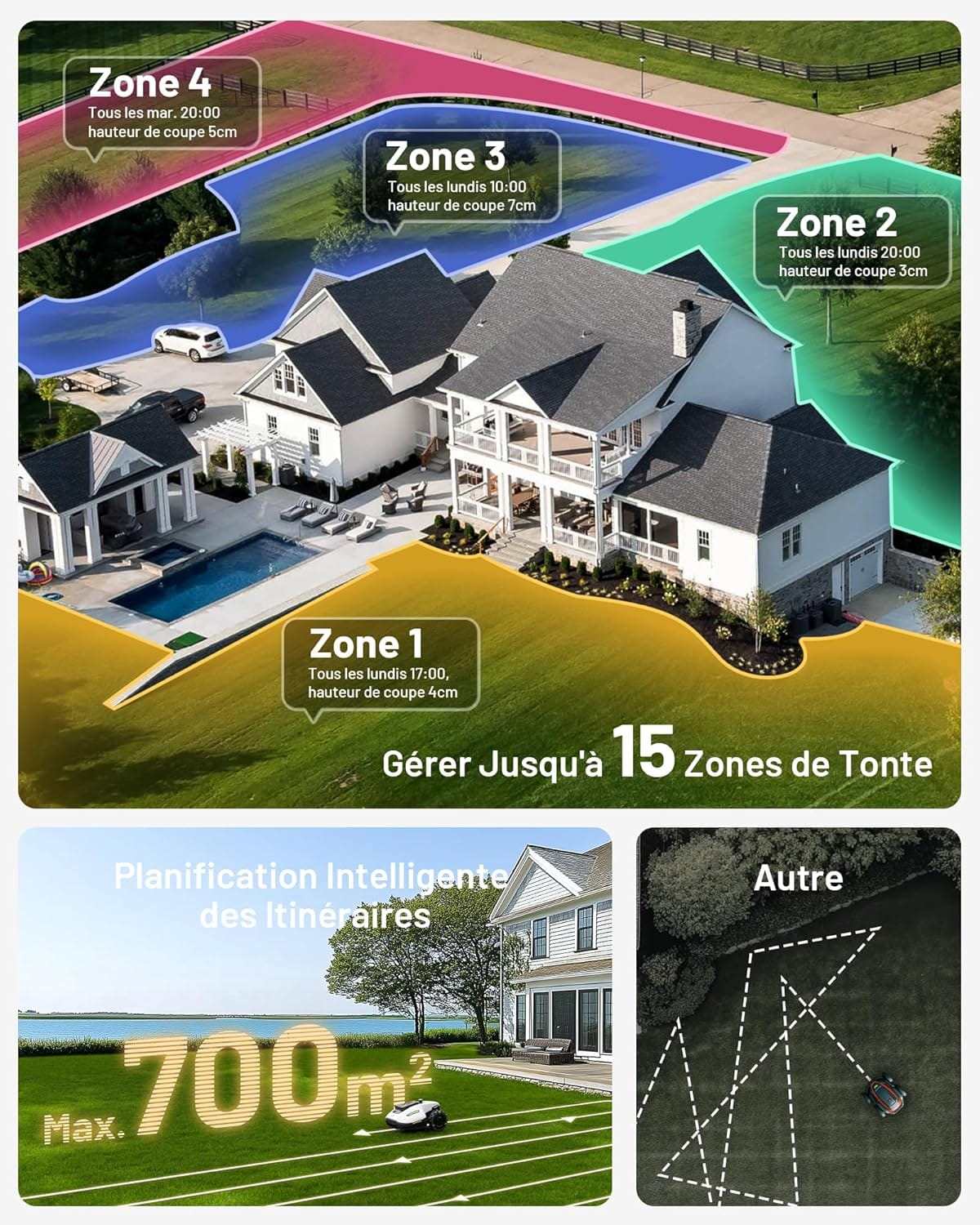 Robot tondeuse sans fil : TOP à moins de 1000€ 17 15 zones tondeuse Robot YUKA Mini 500